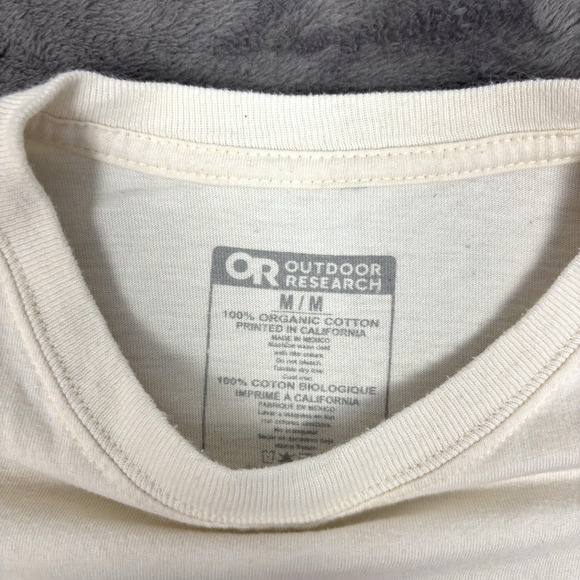 Outdoor Research OR Logo T Shirt Men’s Medium Cream White Graphic Print - Picture 3 of 4